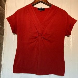 *3 for $20* Jones New York Red knit blouse, twist front, Petite Medium.